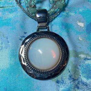 Beautiful Chicos Opalescent and Aqua Marine colored Stone Necklace.